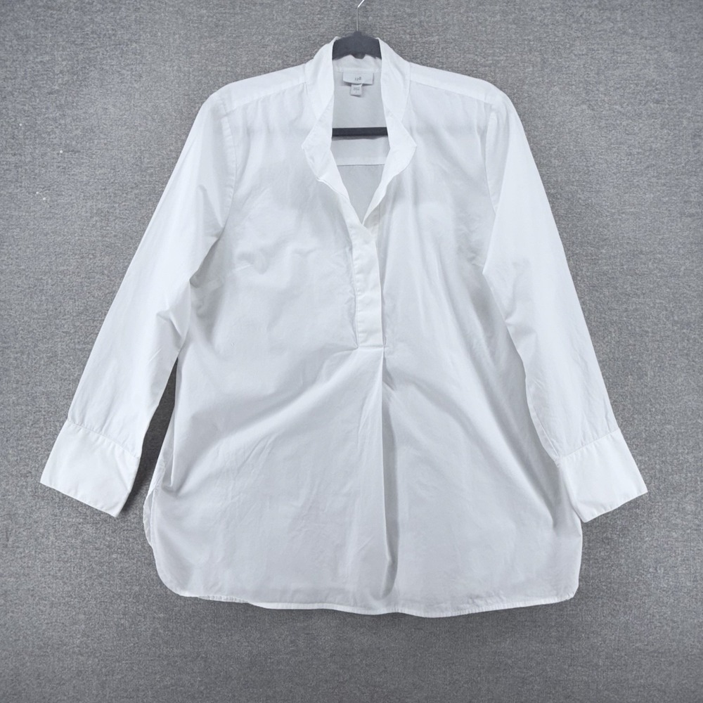 J Jill Popover Tunic Shirt Women Size Large White Long Sleeve Casual